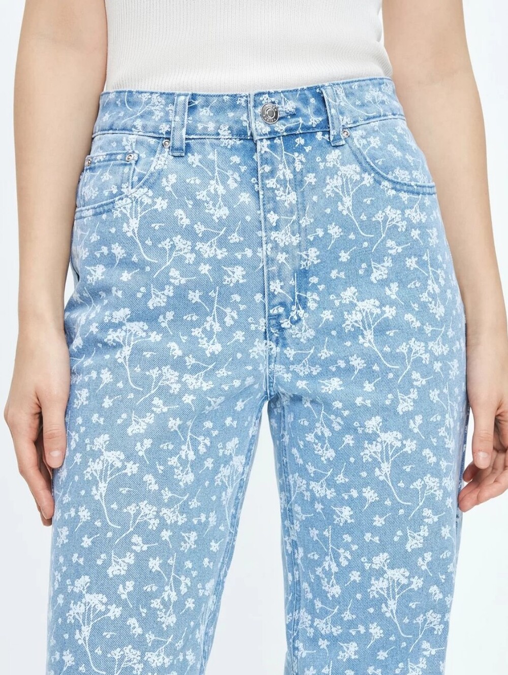 Ralph Lauren Floral Print Crop Jeans - Light Blue
